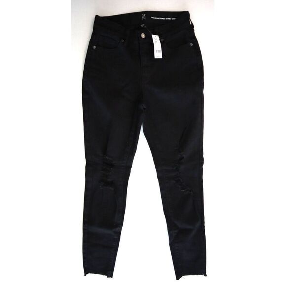 New York & Co. Women Sz 2 Average High Waist Super Skinny Ankle Distressed Jeans - Picture 1 of 9